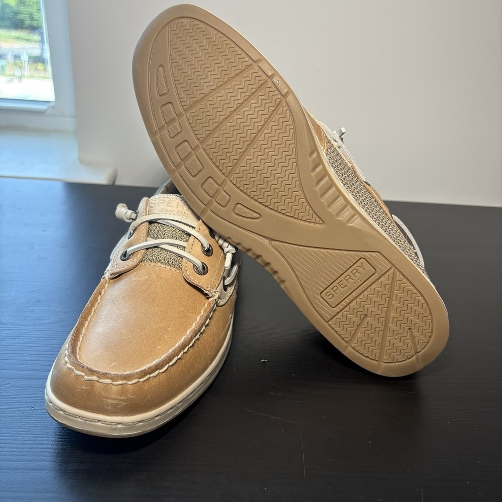 Sperry Woman's Beige Boat Shoes Memory Foam Leather Lace Up Size 9.5 - Picture 5 of 5